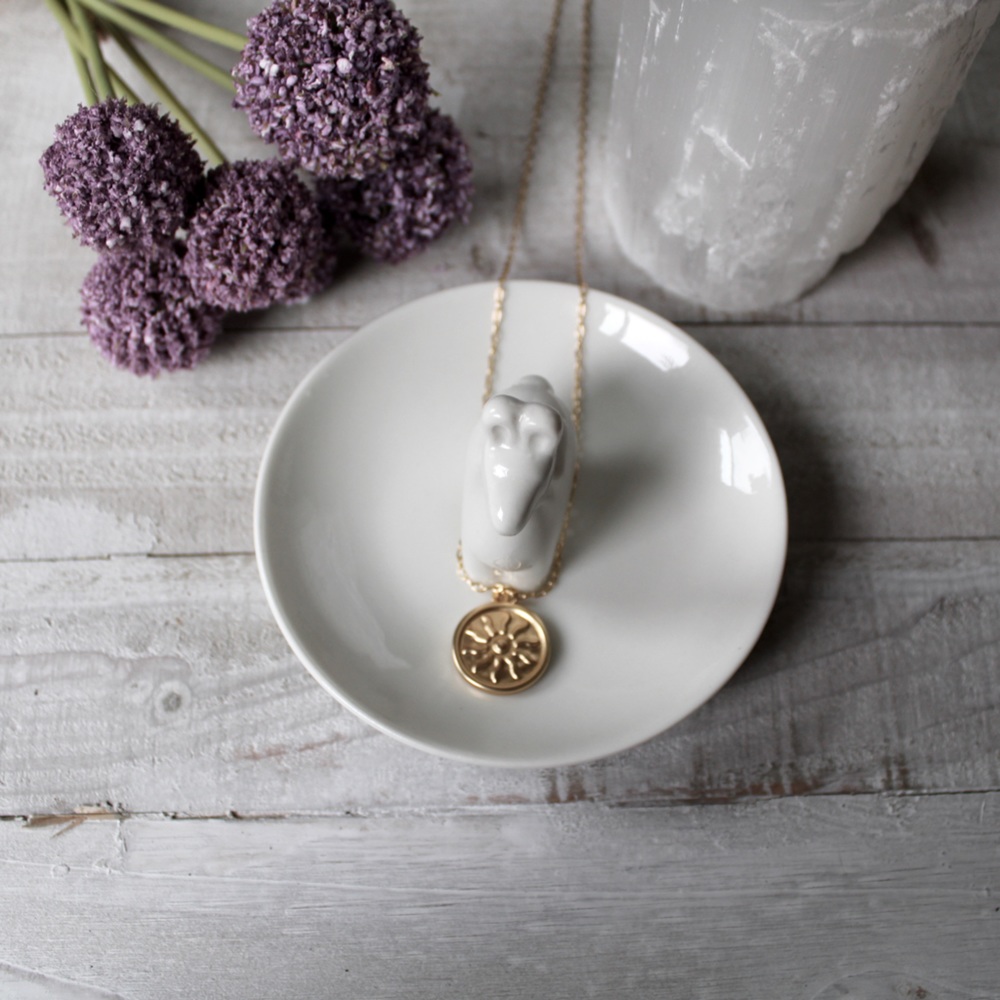 18K Matte Gold Medallion Sun Necklace